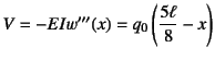 $V=-EIw'''(x)=q_0\left(\dfrac{5\ell}{8}-x\right)$