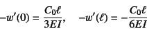 \begin{displaymath}
-w'(0)=\dfrac{C_0\ell}{3EI}, \quad
-w'(\ell)=-\dfrac{C_0\ell}{6EI}
\end{displaymath}