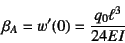 \begin{displaymath}
\beta_A=w'(0)=\dfrac{q_0\ell^3}{24EI}
\end{displaymath}