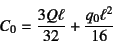 \begin{displaymath}
C_0=\dfrac{3Q\ell}{32}+\dfrac{q_0\ell^2}{16}
\end{displaymath}