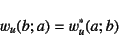 \begin{displaymath}
w_u(b;a)=w_u^*(a;b)
\end{displaymath}