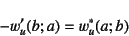 \begin{displaymath}
-w_u'(b;a)=w_u^*(a;b)
\end{displaymath}