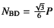 $N_{\mbox{\scriptsize BD}}= \frac{\sqrt{3}}{6}P$