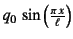 $q_0 \sin\left(\frac{\pi x}{\ell}\right)$