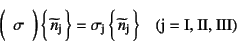 \begin{displaymath}
\mat{\sigma} 
\vect{\widetilde{n}\sub{j}}
= \sigma\sub{j} \vect{\widetilde{n}\sub{j}} \quad
(\mbox{j}=\mbox{I, II, III})
\end{displaymath}