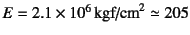 $E=2.1\times 10^6
\mbox{ kgf/cm}^2 \simeq 205$