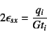 \begin{displaymath}
2\epsilon_{sx}=\dfrac{q_i}{Gt_i}
\end{displaymath}