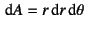 $\dint A=r\dint r\dint\theta$