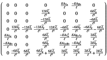 $\displaystyle \left(\begin{array}%
{@{}c@{\!\!\!}c@{ }c@{ }c@{ }c@{ }c@{ ...
...2E\widetilde{J_y}}{\ell}\!
+\!\frac{2E\widetilde{J_z}}{\ell}
\end{array}\right)$