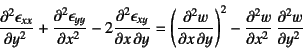 \begin{displaymath}
\D[2]{\epsilon_{xx}}{y}+\D[2]{\epsilon_{yy}}{x}
-2\D[2][1][...
...=
\left(\D[2][1][y]{w}{x}\right)^2-\D[2]{w}{x} \D[2]{w}{y}
\end{displaymath}