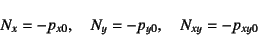 \begin{displaymath}
N_x=-p_{x0}, \quad N_y=-p_{y0}, \quad N_{xy}=-p_{xy0}
\end{displaymath}