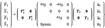 \begin{displaymath}
\left\{\begin{array}{c} \overline{F}_1 \overline{S}_1\\
...
...e{w}_1\\
\overline{u}_2 \overline{w}_2 \end{array}\right\}
\end{displaymath}