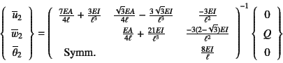 \begin{displaymath}
\left\{\begin{array}{c} \overline{u}_2 \overline{w}_2\\
...
...ht)^{-1}
\left\{\begin{array}{c} 0 Q 0 \end{array}\right\}
\end{displaymath}