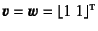 $\fat{v}=\fat{w}=\lfloor 1\;1\rfloor\supersc{t}$