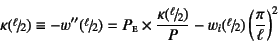 \begin{displaymath}
\kappa(\slfrac{\ell}{2})\equiv -w''(\slfrac{\ell}{2})=
P\sub...
...})}{P}
-w_i(\slfrac{\ell}{2})\left(\dfrac{\pi}{\ell}\right)^2
\end{displaymath}