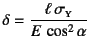 $\delta=\dfrac{\ell \sigma\subsc{y}}{E \cos^2\alpha}$