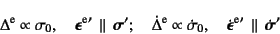 \begin{displaymath}
\Delta\super{e} \propto \sigma_0, \quad
\fat{\epsilon}\supe...
...\fat{\epsilon}}\super{e}{}'  \parallel   \dot{\fat{\sigma}}'
\end{displaymath}