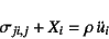 \begin{displaymath}
\sigma_{ji,j}+X_i=\rho \ddot{u}_i
\end{displaymath}