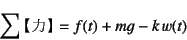 \begin{displaymath}
\sum\mbox{ýz} = f(t)+mg-k w(t)
\end{displaymath}