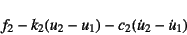 \begin{displaymath}
f_2-k_2(u_2-u_1)-c_2(\dot{u}_2-\dot{u}_1)
\end{displaymath}