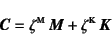 \begin{displaymath}
\fat{C}=\zeta\supersc{m} \fat{M}+\zeta\supersc{k} \fat{K}
\end{displaymath}