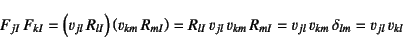 \begin{displaymath}
F_{jI} F_{kI}
=\left(v_{jl} R_{lI}\right) \left(v_{km} R_...
...} v_{km} R_{mI}
=v_{jl} v_{km} \delta_{lm}
=v_{jl} v_{kl}
\end{displaymath}