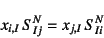 \begin{displaymath}
x_{i,I} S^N_{Ij}=x_{j,I} S^N_{Ii}
\end{displaymath}